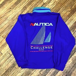 🔥Vintage NAUTICA 90s Sailing CHALLENGE XCVII Windbreaker Jkt SpellOut SZ M.